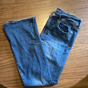 American Eagle Size 12 Long Super Stretch Kick Boot Denim Jeans Womens